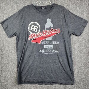Red Stripe Lager Beer T-Shirt Mens 2XL Gray Excellent Jamaican Graphic‎ Tee